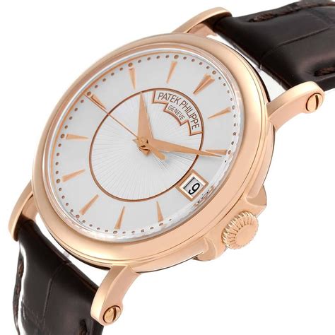 Patek Philippe Calatrava Rose Gold Silver Dial Mens Watch 